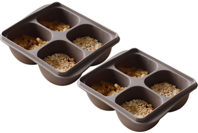 실리가든 이유식 큐브 4구 보관용기, 360ml, 코코아, 2개