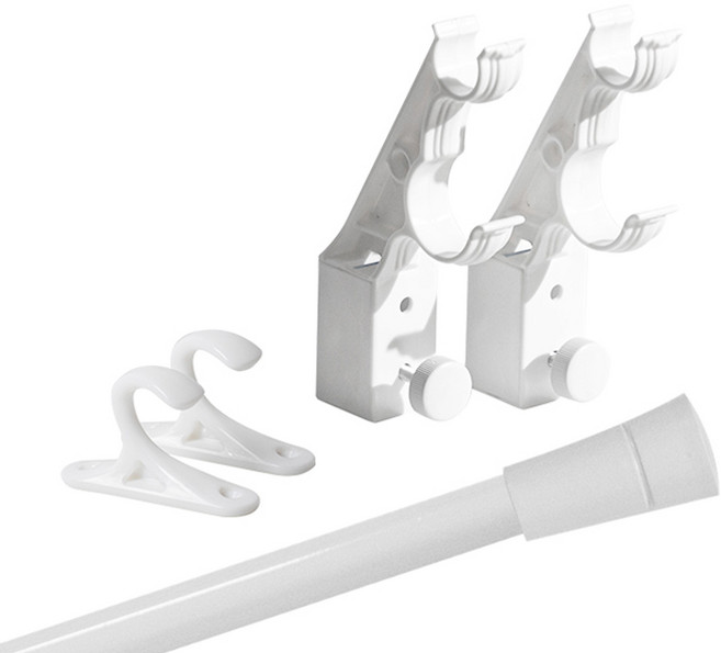 생활백서 못없이 설치하는 안뚫어고리 커튼봉용 2p + 커튼봉 + 후사고리 세트 2개입 14자, 화이트