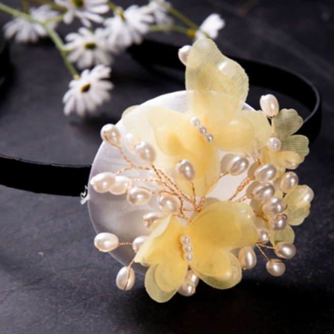 아가명주 여아용 꽃나비 둥근달 머리띠