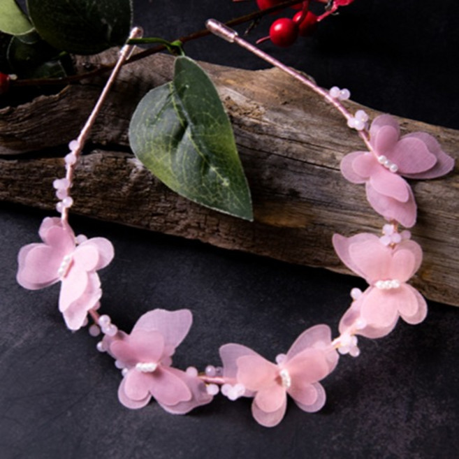 아가명주 여아용 꽃나비 샤인 한복 소품 머리띠