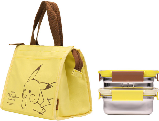 LiLFANT 寶可夢不鏽鋼貨車2層便當盒+便當袋組, 混色, 1組