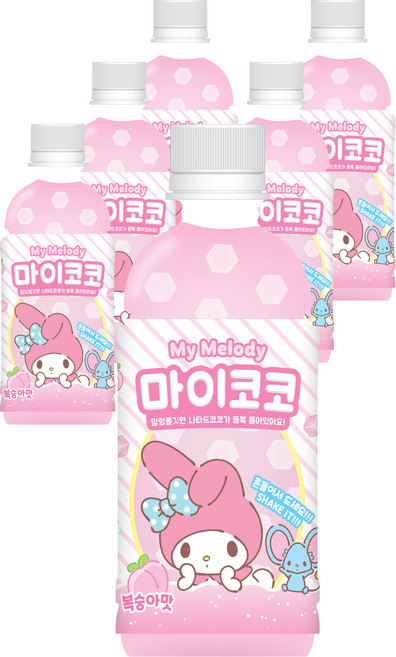 My Melody水蜜桃椰果飲, 340ml, 6瓶