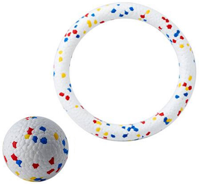 레드퍼피 강아지 블루밍 공 + 링 세트, 몬더리안 삼원색(링), 1세트