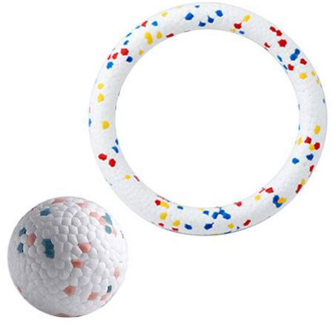 레드퍼피 강아지 블루밍 공 + 링 세트, 몬더리안 삼원색(링), 1세트