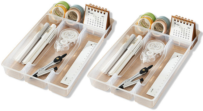 마벨인홈 책상 내부정리 트레이, 투명, 2개