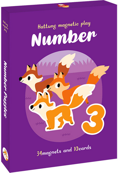 하뚱자석놀이 숫자 자석퍼즐 34p + 숫자카드 10p, 3, 하뚱