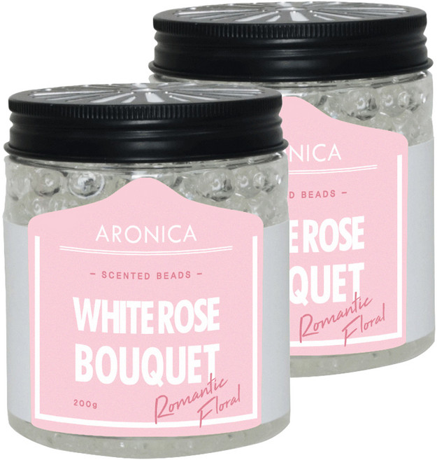 아로니카 센티드 비즈 방향제 본품, 200g, 2개, 화이트로즈부케