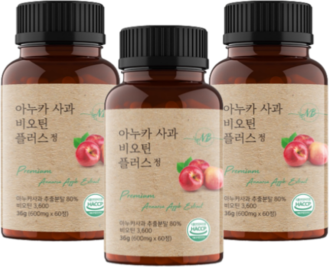 네이처발란스 아누카 사과 비오틴 플러스 정, 36g, 3개