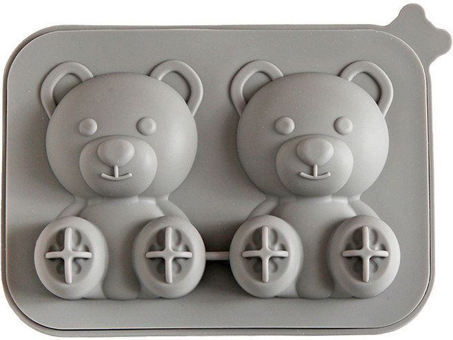 모다키친 실리콘 베어 얼음틀 아이스몰드 2구, 그레이, 1개