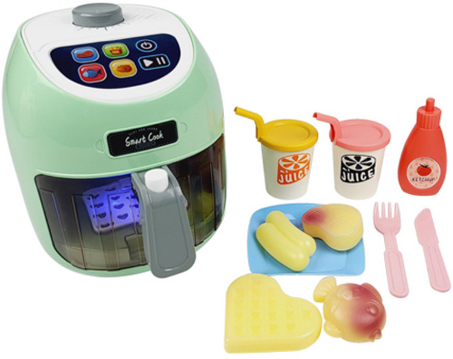 플레이맥스 작동하는 주방놀이 에어 프라이어, 혼합색상, 1세트