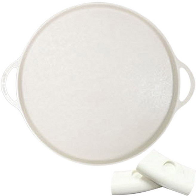 인덕션 파스텔 컬러 그리들팬 아이보리 + 실리콘 손잡이 2P, 32cm, 1세트