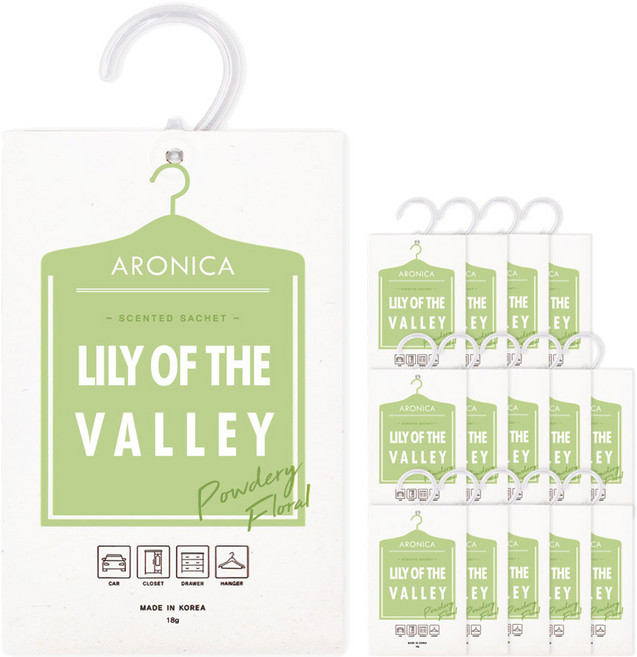 아로니카 센티드 샤쉐 옷걸이형 옷장 방향제, 18g, 15개, 릴리오브더밸리