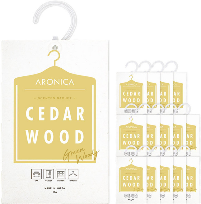 아로니카 센티드 샤쉐 옷걸이형 옷장 방향제 본품, 18g, 15개, 시더우드