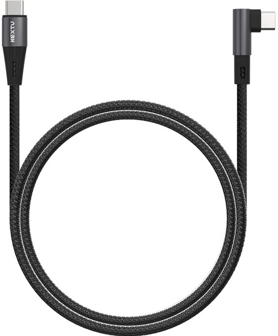 넥스트유 C타입-C타입 90도 꺾임형 초고속 충전케이블 NEXT-CCL6120U2-60W, 1.2m, 블랙, 1개