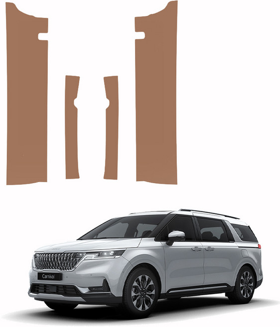 메이튼 4세대 순정 컬러 가죽 스크래치 SC 도어스텝 커버, 기아 카니발 KA4, 인디고브라운