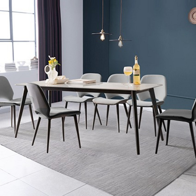 잉글랜더 야누스 양면 통세라믹 6인용 식탁 + 의자 6p 세트 방문설치, 마블화이트+그레이(식탁), 그레이(의자), 일반의자 6