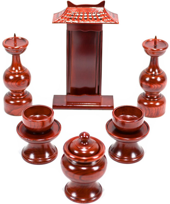 남원목기 국산 물푸레 향로세트, 1세트, 지방틀 + 촛대 2p + 술잔 2p + 잔대 2p + 향로
