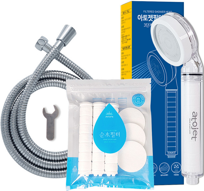 아토젯 샤워기 + 순수필터 + 샤워호스 1.5m 세트, 1개, 혼합색상