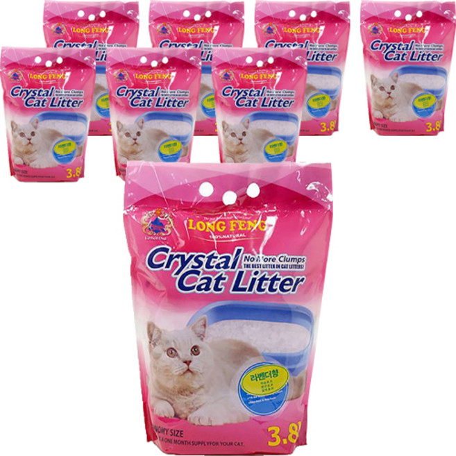 룽펑 크리스탈 실리카겔 고양이 모래, 3.8L, 8개, 라벤더