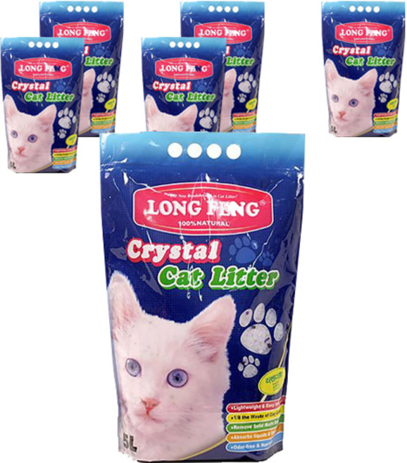 룽펑 크리스탈 실리카겔 고양이 모래, 5L, 6개, 라벤더