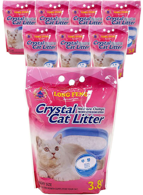 룽펑 크리스탈 흡수형 고양이 모래, 3.8L, 8개, 무향
