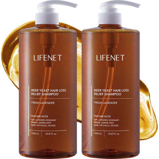 LIFENET 啤酒酵母頭皮護理洗髮精, 1L, 2個