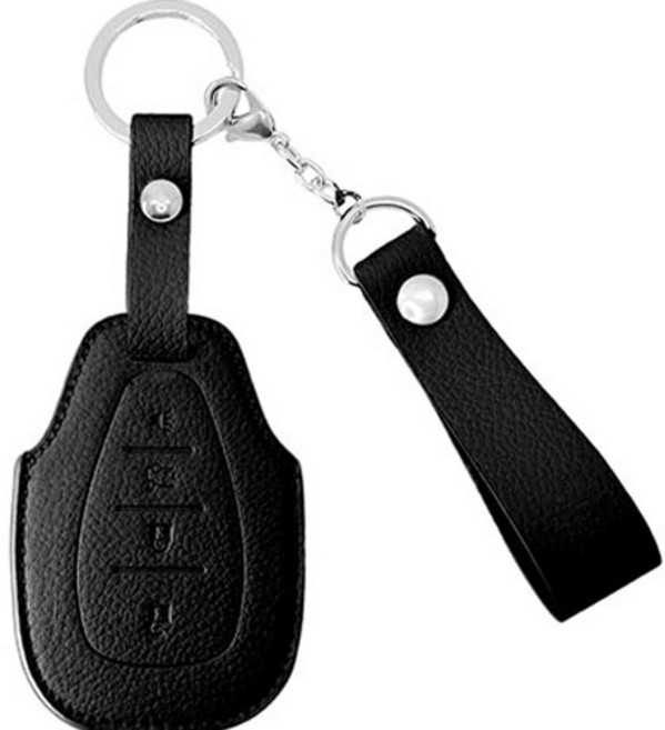 오시에나 자동차 가죽 스마트 차키케이스 스프링 키홀더, 블랙, 쉐보레 C(4버튼)