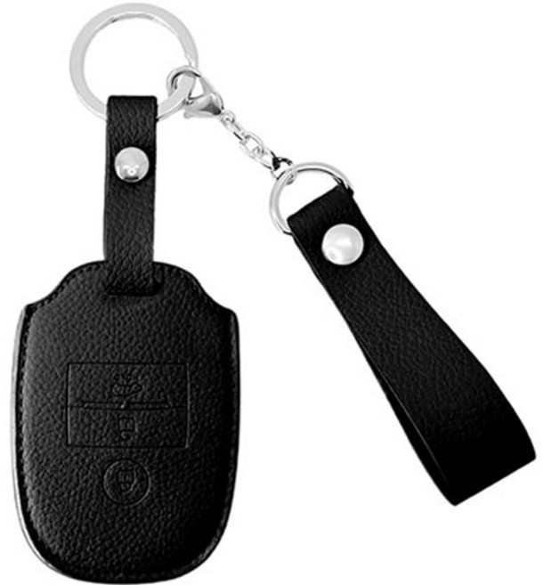 오시에나 자동차 가죽 스마트 차키케이스 스프링 키홀더, 블랙, 기아 J(3버튼)