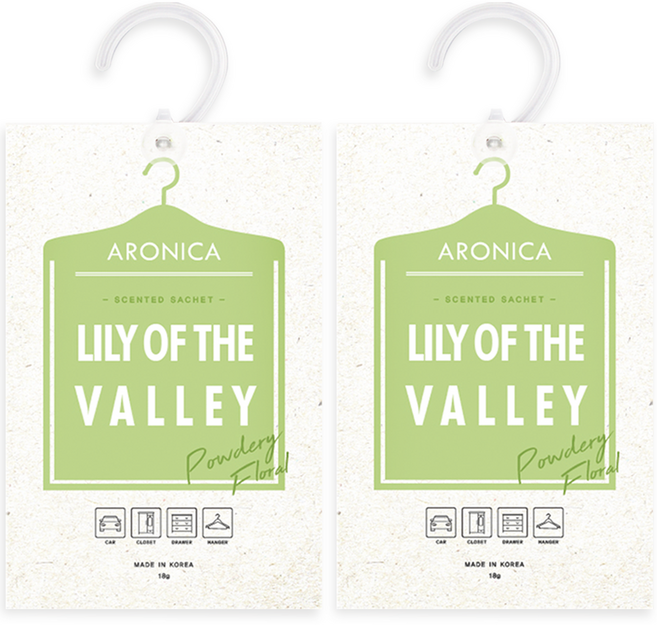 아로니카 센티드 샤쉐 옷걸이형 옷장 방향제 본품, 18g, 2개, 릴리오브더밸리