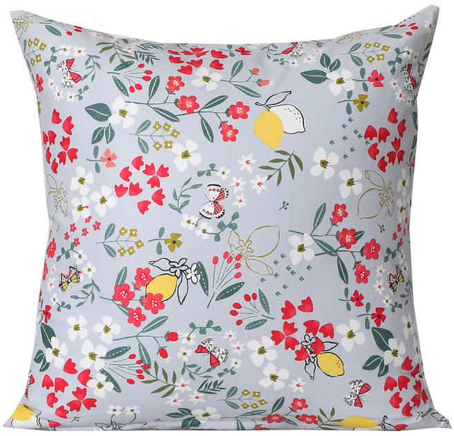 이코니하우스 레몬플라워 쿠션 솜포함, 블루