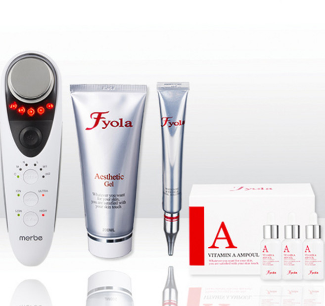 메르비 플래티넘 피부마사지기 + 휘욜라 에스테틱 젤 150ml + 비타민A 앰플 10ml x 3p + 토탈솔루션 크림 25ml 세트, Merbe Platinum(마사지기), 화이트(피부마사지기)