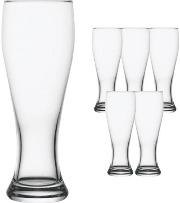 JIN GLASS 홈바 홈카페 프리미엄 비어롱 글라스 M 400ml, 6개