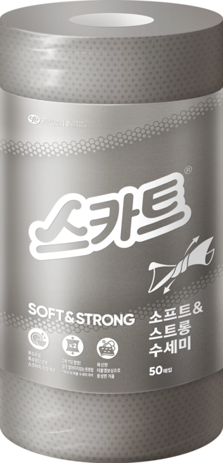 스카트 소프트 앤 스트롱 수세미, 그레이, 50개입, 1개