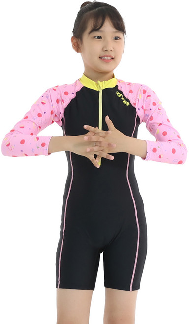 제테스 여아동 올인원 집업 긴팔 3부 수영복 캔디핑크 2074
