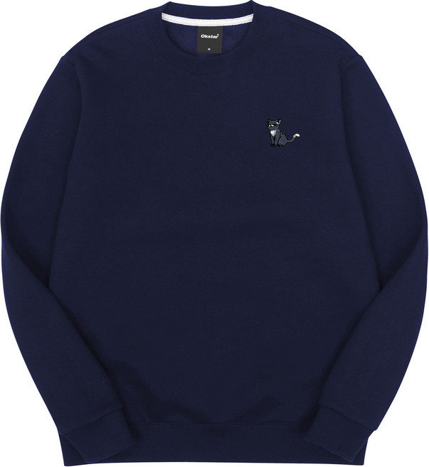 옥스타 남녀공용 해피냥 자수 특양면 맨투맨 3SSP011