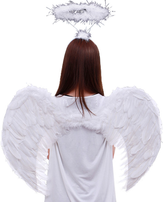 파티공구 천사날개 대 + 원형 천사 머리띠 세트, 화이트, 1세트