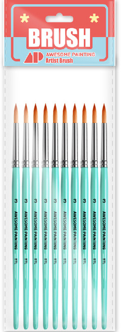 어썸페인팅 다용도 세필 붓 라인붓 둥근붓 디테일 라이너 DETAIL 10p, 3호, 1개