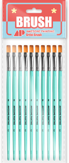 어썸페인팅 다용도 디자인 납작붓 FLT 10p, 2호, 1개