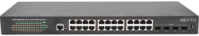 넥스트유 L2 24포트 울트라 POE 10G 4SFP 매니지먼트 스위치, 1개