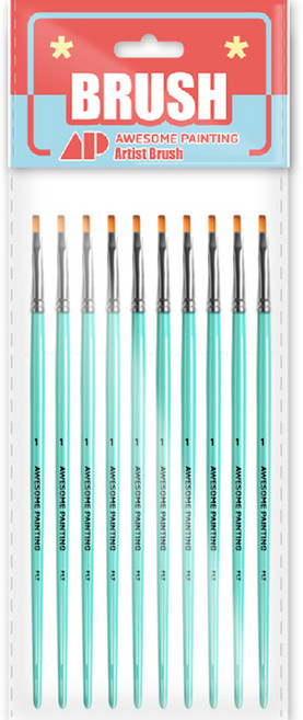 어썸페인팅 다용도 디자인 붓 평붓 납작붓 구성붓 FLAT 10p, 1호, 1개