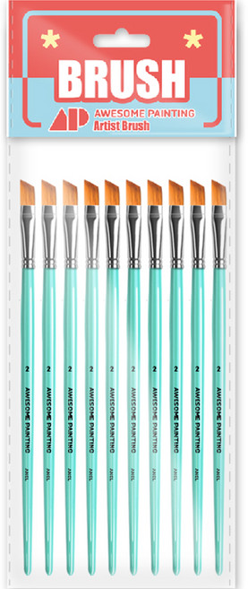 어썸페인팅 다용도 디자인 붓 사선붓 납작붓 구성붓 ANGULAR 10p, 2호, 1개