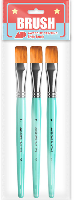 어썸페인팅 다용도 디자인 붓 평붓 납작붓 구성붓 FLAT 3p, 7호, 1개