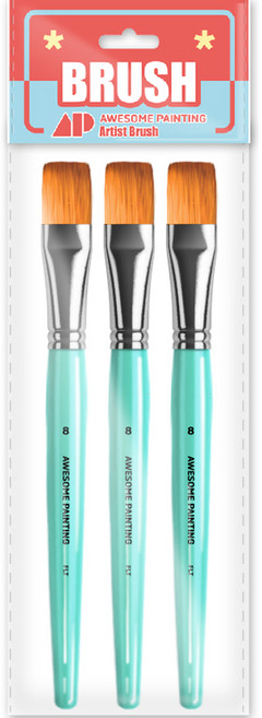 어썸페인팅 다용도 디자인 붓 평붓 납작붓 구성붓 FLAT 3p, 8호, 1개