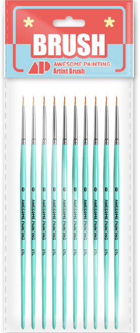 어썸페인팅 다용도 세필 붓 라인붓 둥근붓 디테일 라이너 DETAIL 10p, 0호, 1개
