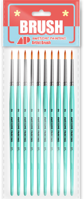 어썸페인팅 다용도 세필 붓 라인붓 둥근붓 디테일 라이너 DETAIL 10p, 2호, 1개