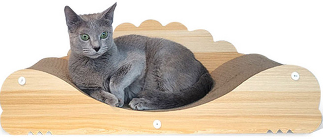 펫츠몬 고양이 우드 스크래쳐 커브쇼파, 혼합색상, 1개