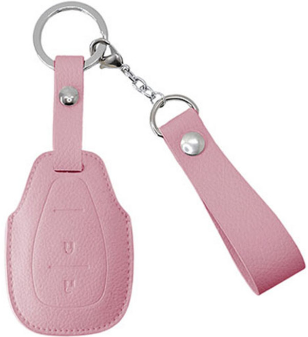 오시에나 자동차 가죽 스마트 차키케이스 스프링 키홀더, 베이비핑크, 쉐보레 B(2버튼)