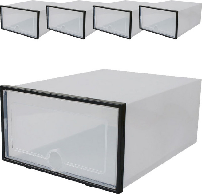 버츄나인 신발정리 보관함 세로형 오픈, 블랙 + 화이트, 5개