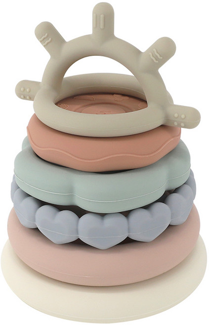 單板眼疊層矽膠環牙膠 6 件套, 混色, 1組