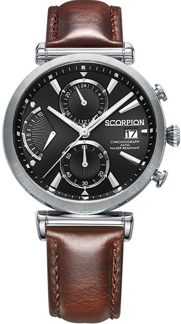 SCORPION WATCHES 男士D扣皮革手錶 42mm SP3360